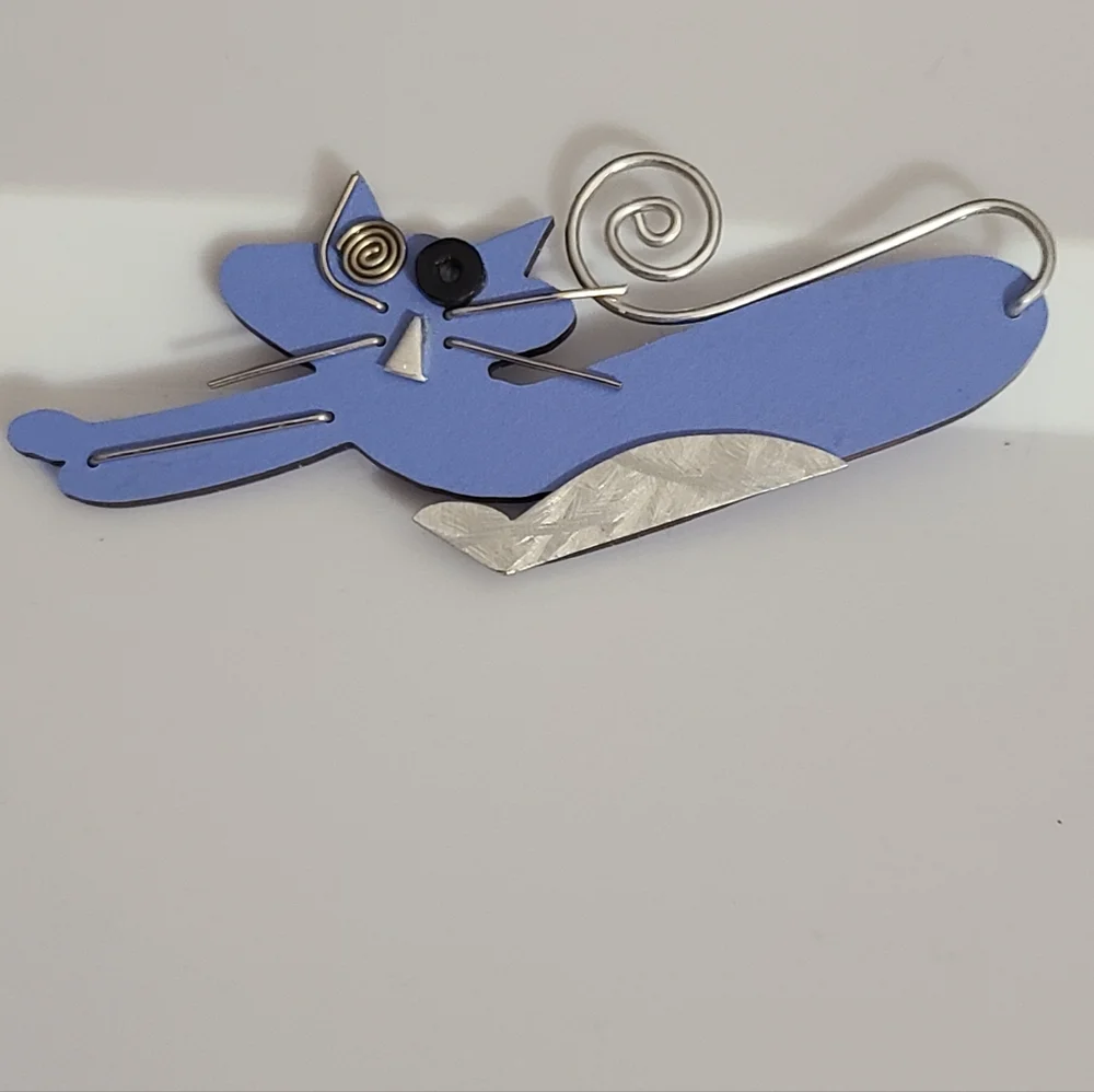 Vintage Marie Christine Cat Brooch Modern Art Artsy Unique Unsigned Estate - Picture 2 of 6